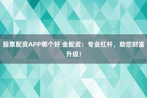 股票配资APP哪个好 金配资：专业杠杆，助您财富升级！