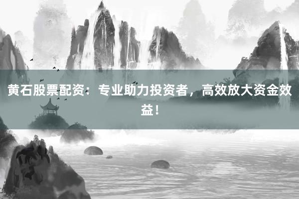 黄石股票配资：专业助力投资者，高效放大资金效益！
