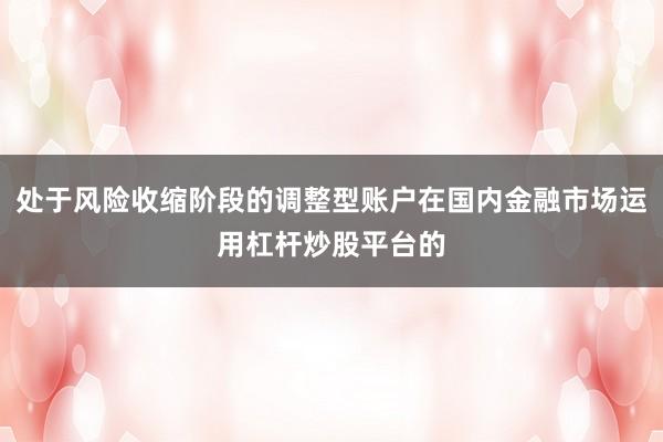 处于风险收缩阶段的调整型账户在国内金融市场运用杠杆炒股平台的