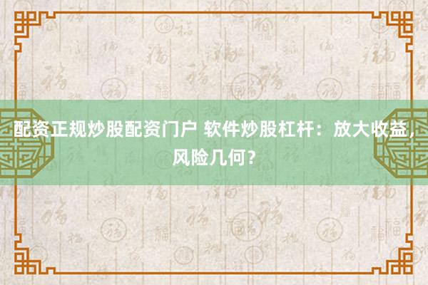 配资正规炒股配资门户 软件炒股杠杆:放大收益,风险几何?