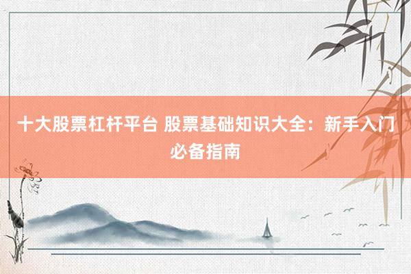 十大股票杠杆平台 股票基础知识大全：新手入门必备指南
