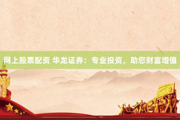 网上股票配资 华龙证券：专业投资，助您财富增值