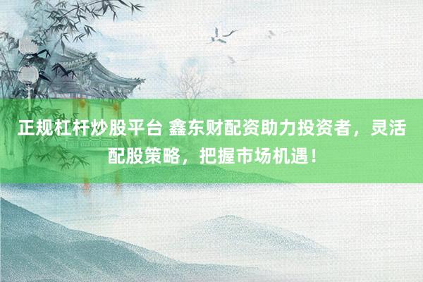 正规杠杆炒股平台 鑫东财配资助力投资者，灵活配股策略，把握市场机遇！