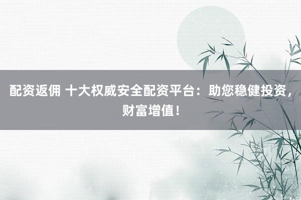 配资返佣 十大权威安全配资平台：助您稳健投资，财富增值！